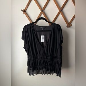 Torrid Nightfall Mesh Black V-Neck Peplum Women's Blouse